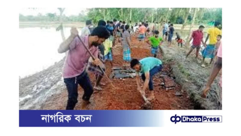 ফেনীতে স্বেচ্ছাশ্রমে বন্যাক্ষতিগ্রস্ত সড়ক সংস্কার