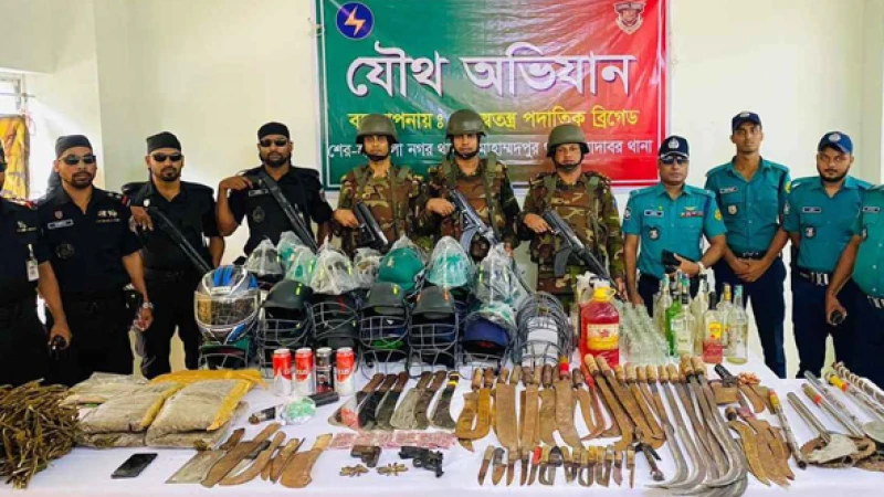 জেনেভা ক্যাম্পে অভিযান: বিপুল অস্ত্র-মাদকসহ ৩৪ গ্রেপ্তার