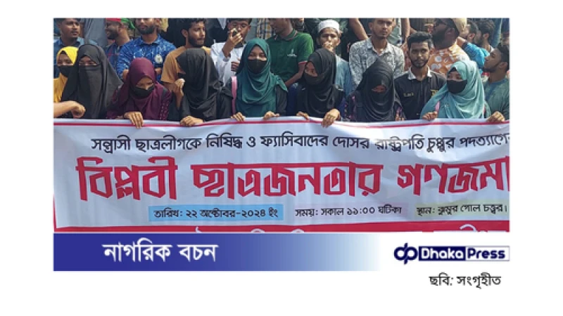 লক্ষ্মীপুরে রাষ্ট্রপতির পদত্যাগ ও ছাত্রলীগ নিষিদ্ধের দাবিতে বিক্ষোভ