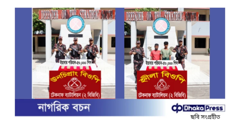 বিজিবির দুই অভিযানে টেকনাফে এক লাখ ইয়াবা জব্দ, দুই মিয়ানমারি আটক