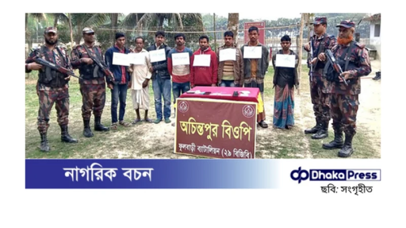 বিরামপুর সীমান্ত দিয়ে ভারতে প্রবেশের সময় ৮ বাংলাদেশি আটক