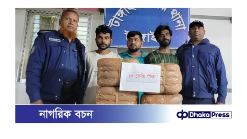 টাঙ্গাইলে ১৪ কেজি গাঁজা উদ্ধার, আটক ৩
