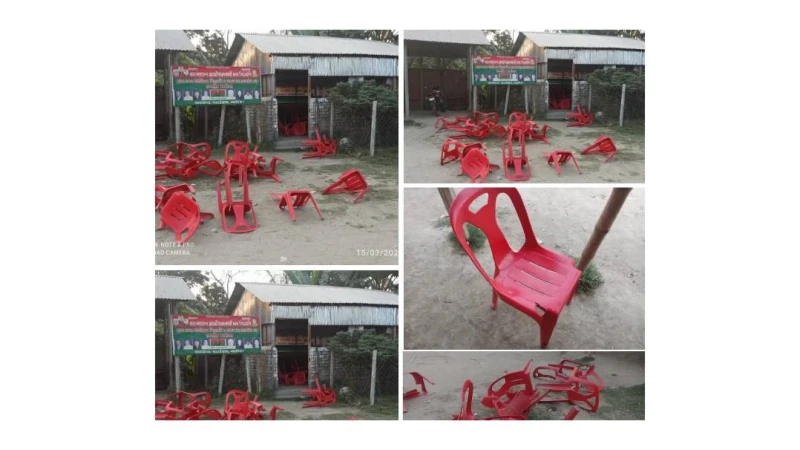 বড়াইগ্রামে আওয়ামী লীগ নেতা আবু মেম্বার ও রহমানের নেতৃত্বে বিএনপির অফিসে হামলা ও ভাংচুর