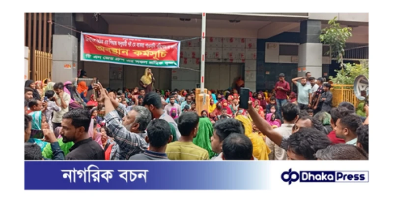 বকেয়া পরিশোধ না করায় টি এন জেড গ্রুপের শ্রমিকদের অবস্থান কর্মসূচি