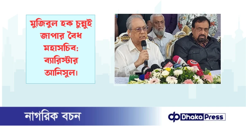 মুজিবুল হক চুন্নুই জাপার বৈধ মহাসচিব: ব্যারিস্টার আনিসুল