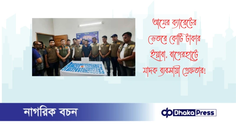 আমের ক্যারেটের ভেতরে কোটি টাকার ইয়াবা, বাগেরহাটে মাদক ব্যবসায়ী গ্রেফতার
