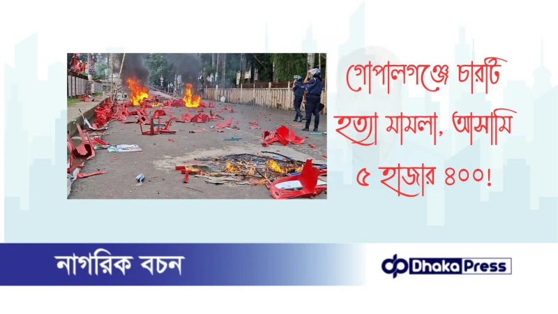 গোপালগঞ্জে চারটি হত্যা মামলা, আসামি ৫ হাজার ৪০০