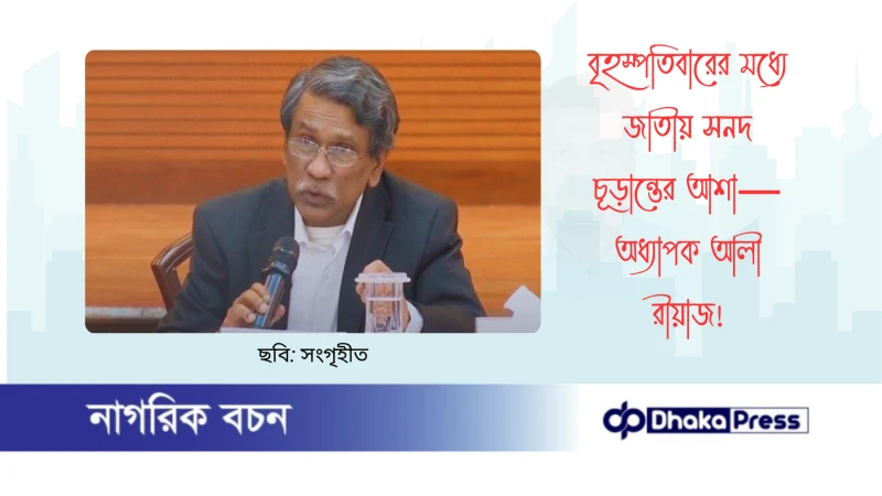 বৃহস্পতিবারের মধ্যে জাতীয় সনদ চূড়ান্তের আশা—অধ্যাপক আলী রীয়াজ