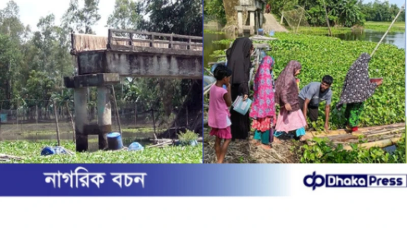 কুড়িগ্রামে ব্রিজের অভাবে ৮ বছর ধরে ৪ গ্রামের মানুষের দুর্ভোগ