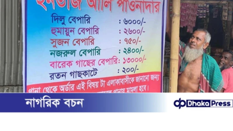 পাওনা টাকা আদায়ে ব্যানার টাঙিয়ে প্রতিবাদ ইনতাজ আলীর