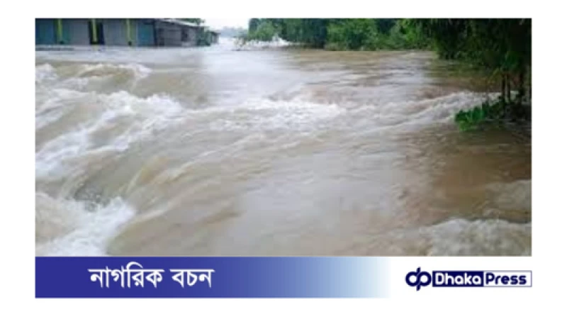 পাহাড়ি ঢলের পানিতে নাজেহাল হয়ে পড়েছে নিম্নাঞ্চলের বাসিন্দাদের জনজীবন