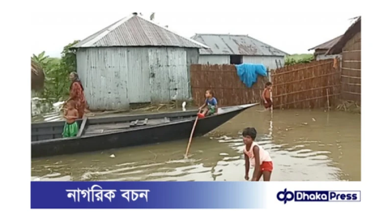 ব্রহ্মপুত্রতীরের নিম্নাঞ্চল প্লাবিত, পানিবন্দি শতাধিক পরিবার